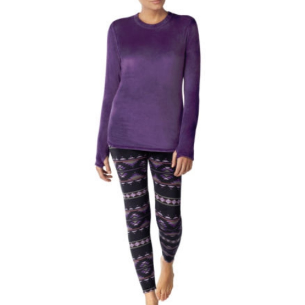 Cuddl Duds Climate Right Top Leggings Set Velour - Picture 1 of 7